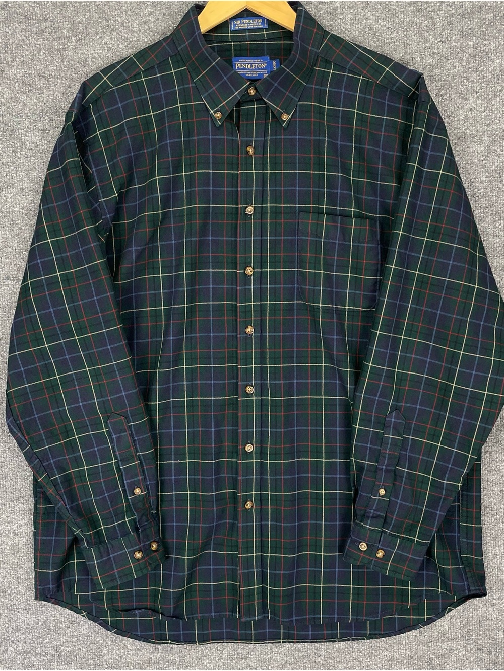 Pendleton Wool Flannel Shirt Men’s XXLT Green Plaid Sir Pendleton Hunting Tartan